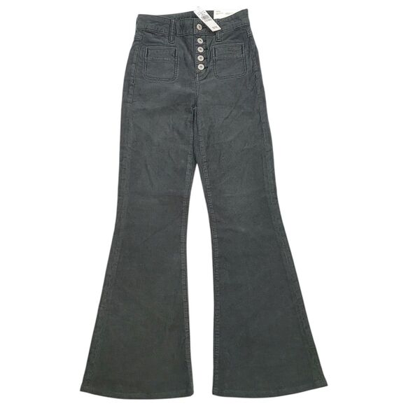 NWT American Eagle Corduroy Pants Womens 000 Super High Rise Flare Button Fly - Picture 1 of 16